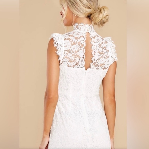 OFF-WHITE STORIA LACE OVERLAY HIGH NECK DRESS!! M Medium - Picture 3 of 11